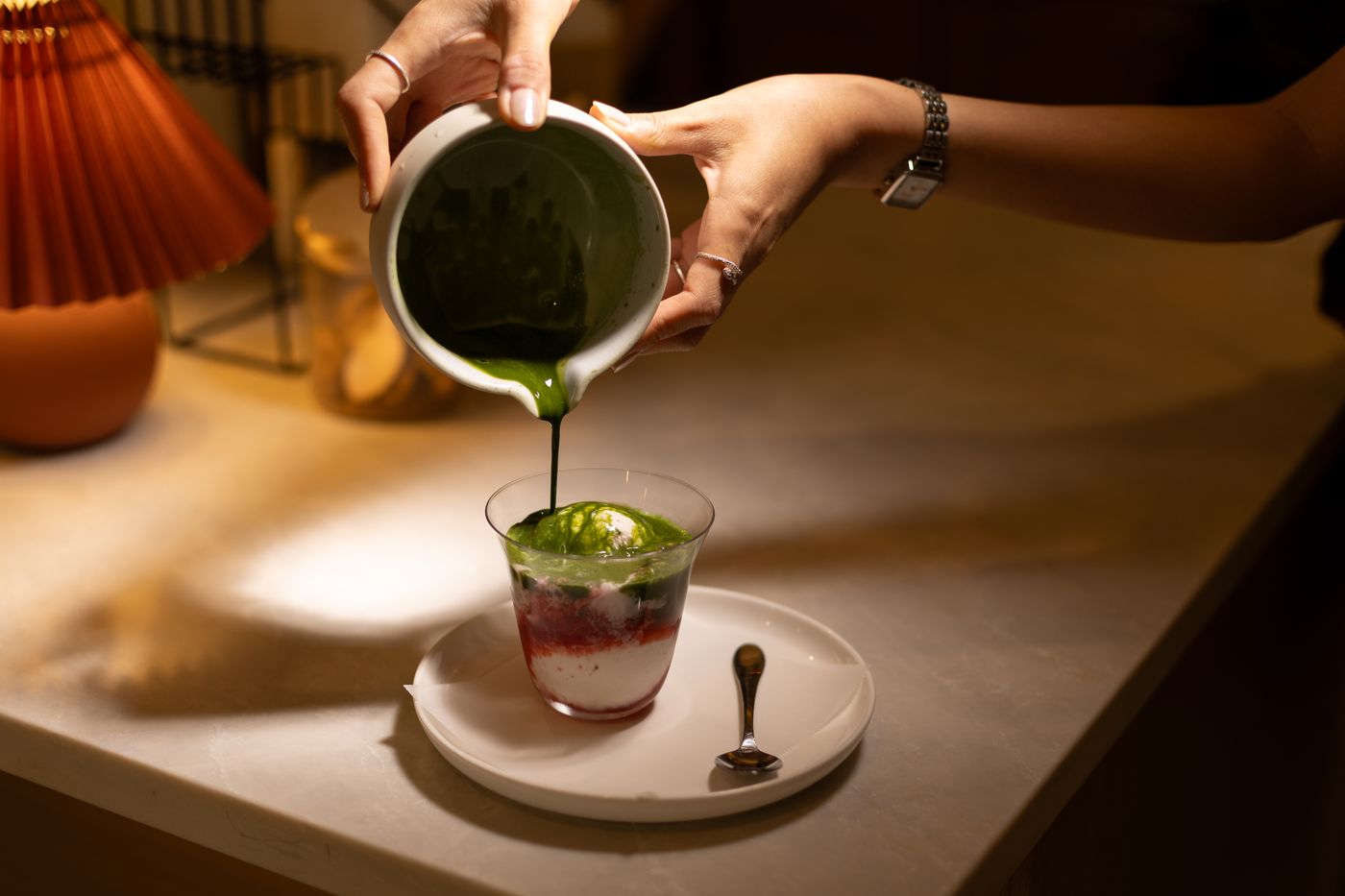 strawberry matcha affogato — another look